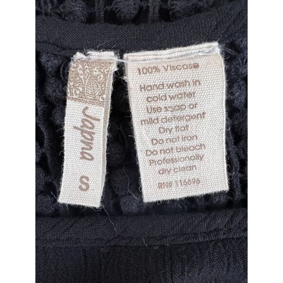 Japna Women's Black Crochet Open Back Sleeveless Boho Tunic Top Blouse Size S - Picture 5 of 10